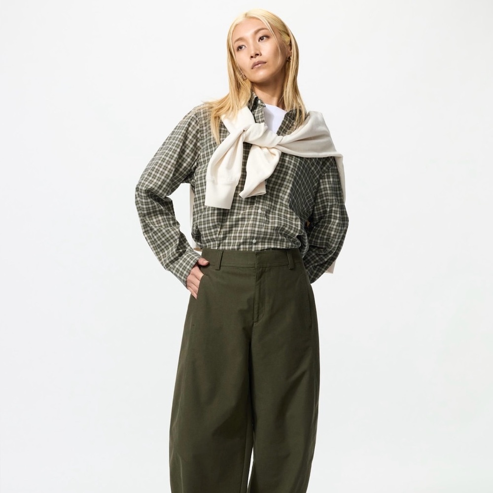 Uniqlo Women’s Jersey Barrel Pants in Olive Green